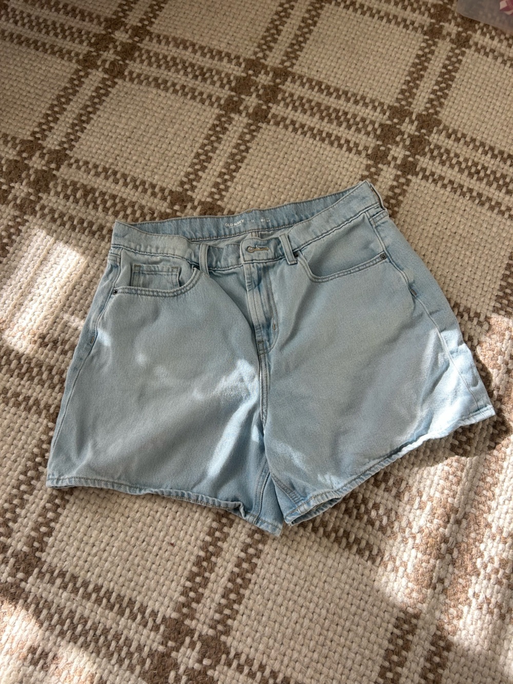 Old Navy Light Blue High-Rise Denim Mom Shorts